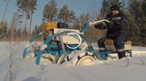 Мотобуксировщик. Часть 7. По глубокому снегу.