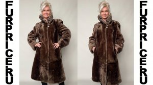 Шуба мутон тм СЛАВА вставки каракуль цв.коричневый р.48-50 /12599/