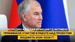 Володин: каждая фракция ГД активно принимала участие в работе над проектом бюджета 2026-2028 гг.