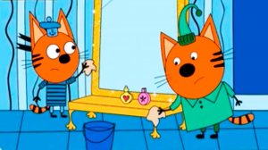 Три кота раскраска - Коржик и Компот делают уборку - Раскраска Три Кота для детей