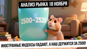 Анализ рынка 18 ноября. Зарубежные индексы падают вниз! А рынок РФ держится за 2500! Нефть! Газ!
