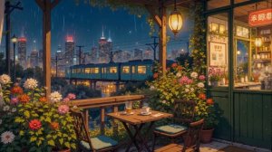 Rainy Train View in Tokyo Cozy Night Balcony Lofi Ambience for Work Relax