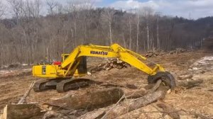 Лесозахват Exten FG75 на Komatsu PC210 (на расчистке под ЛЭП)