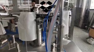 Роторный автомат розлива жидкости и запайки готовых пакетов в "дой-пак" со штуцером