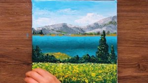 Просто, но красиво! Спокойный акриловый пейзаж