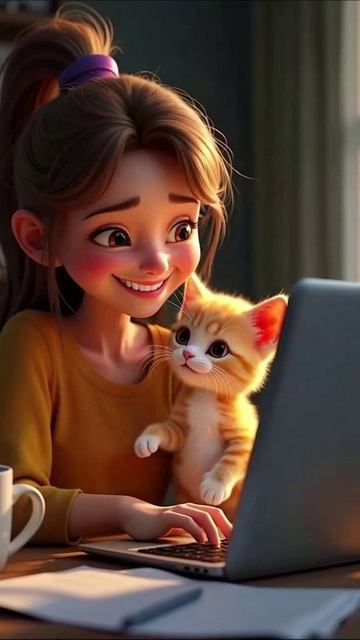 Девушка и котенок