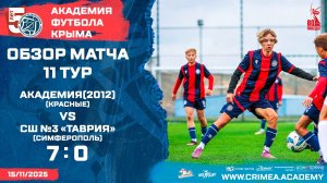 Обзор матча | АФК (2012)-красные - СШ №3 "Таврия" (Симферополь) | ДЮФЛК (2011 г.р.) 25/26 | 11 тур