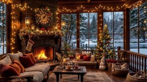 Новогодний фон для расслабления. Уютная рождественская веранда