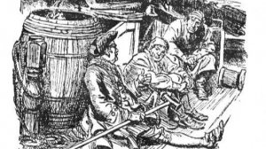 Р. Л. Стивенсон. Остров сокровищ.  Глава "Что я услышал сидя в бочке из под яблок" (окончание)