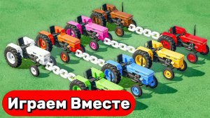 МУЛЬТИКИ ПРО РАЗНОЦВЕТНЫЕ ТРАКТОРЫ И МАШИНКИ НА ФЕРМЕ ДЛЯ ДЕТЕЙ 🚜 СОРЕВНОВАНИЯ МАШИНОК НА ФЕРМЕ