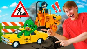 Рабочие машинки и Герои в масках чинят сломанную дорогу!