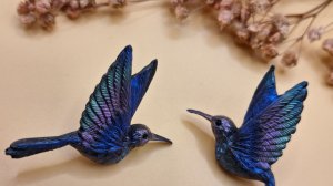 Серьги колибри из полимерной глины, ручная работа.