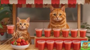 МУЛЬТИК ДЛЯ ДЕТЕЙ, Мама кошка и Котенок продают Клубничный сок, чтобы осуществить свою мечту