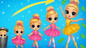 Балерина ЛОЛ растет из бедной в богатую! Идеи и поделки для кукол ЛОЛ ОМГ!