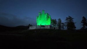 The Ghosts of historic Braemar Castle lit up in the darkness for Halloween 2025 Cairngorms Scotland