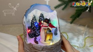 318395 Сувенир новогодний Снеговик в лесу с подсветкой 14см