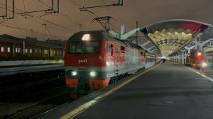 «С вагоном Деда Мороза!» Электровоз ЭП2К-248 с пасс.поездом на Московском вокзале, ноябрь 2025 года