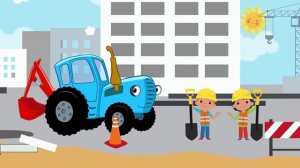 🍿 ЭКСКАВАТОР - развивающая веселая детская песенка-мультик про трактор машины строительную технику