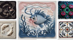 🐙🪼🐠🐡🪸МИКС мотивов с МОРСКИМИ обитателями от AI. ПОДБОРКА №2. Вязание.🐙🪼🐠🐡🪸