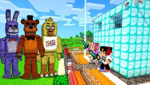 НУБ ЗАЩИЩАЕТ ДЕРЕВНЮ ЖИТЕЛЕЙ ОТ АНИМАТРОНИКОВ ФНАФ в МАЙНКРАФТ  ВИДЕО ТРОЛЛИНГ MINECRAFT Евгенбро