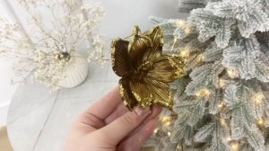 Ёлочная игрушка БРОНЗОВАЯ ПУАНСЕТТИЯ, пластик, 10 см, ZCI24035-2