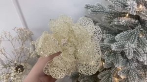 Ёлочное украшение АЖУРНАЯ РОЗА, белый, 25 см, F0002-белый