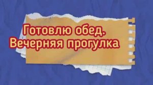 Готовлю обед.Вечерняя прогулка