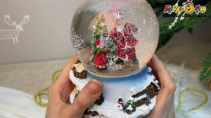 331013 Шар снежный Дед Мороза с ребенком и елкой музыкальный стекло D10см