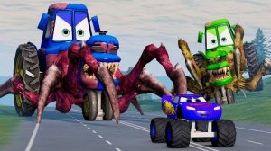 Эпический побег от Молнии Маккуина, Трактороеда, Мэтроеда, Существа _BeamNG.Drive