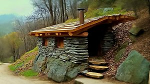 Строю дом из камней и бревен в лесу. Выживание в дикой природе. Бушкрафт