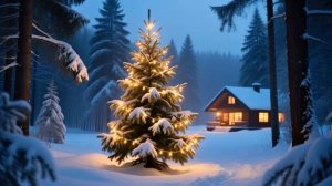 Зимняя сказка в снежном лесу.