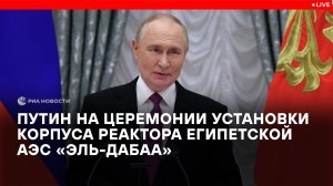 Путин на церемонии установки корпуса реактора египетской АЭС "Эль-Дабаа"