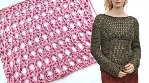 Простой мелкий ажур спицами 💥 Узор джемпера от Массимо Дутти