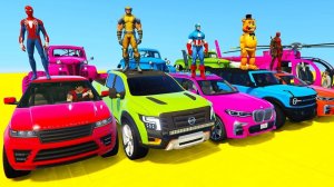 СУПЕРГЕРОИ и ЧЕЛОВЕК-ПАУК Супер гонки на джипах на рампе моста СУПЕР ГОНКИ НА ДЖИПАХ И ВНЕДОРОЖНИКАХ