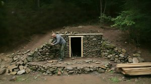 Строю землянку из камня. Один в дикой природе. Бушкрафт