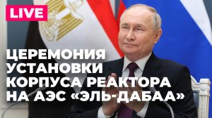 Путин участвует в церемонии установки корпуса реактора первого энергоблока АЭС «Эль-Дабаа»