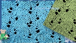 Простой ажурный узор вертикальные дорожки спицами. Видео МК вязания ажура 0165 со схемой.