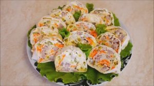 Закуски из лаваша ОЛИВЬЕ рулет и Рулет с курицей и грибами