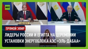 Путин и ас-Сиси принимают участие в церемонии установки корпуса реактора энергоблока АЭС «Эль-Дабаа»