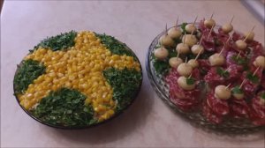 ЗАКУСКА на праздничный стол КАНАПЕ с колбасой и грибочками Праздничный салат МИМОЗА