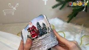 318394 Сувенир новогодний Дед Мороз в снежном лесу с подсветкой и звуком 14см