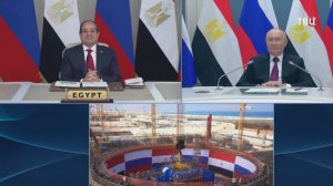 Путин и президент Египта приняли участие в установке корпуса реактора АЭС "Эль-Дабаа"