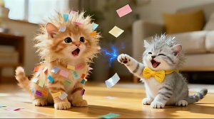 Шерсть котенка тигренка встала дыбом. #catai