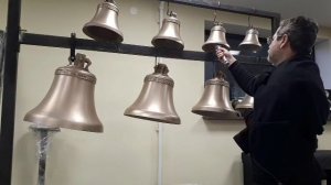 Гармоничный набор колоколов завода Андрея Дьячкова: 50 кг, 20 кг,14 кг, 9 кг, 7 кг, 5 кг, 4 кг, 3 кг