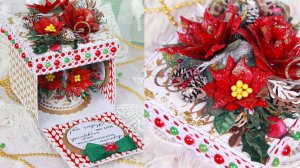 Идея Новогодней открытки в виде коробочки с сюрпризом ⭐Красивые идеи из бумаги⭐ Скрапбукинг⭐