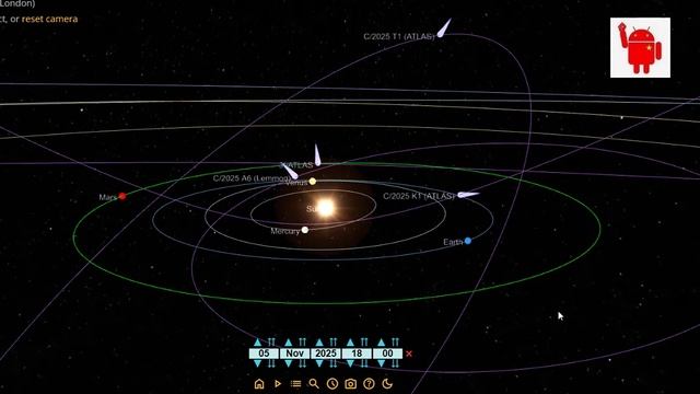 Выравнивание комета C/2025 A6 Lemmon - Mercury - Sun. 5 Nov. 2025