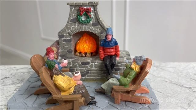 Настольная композиция 'Камин в саду', (светящаяся), полистоун, 10х15х12 см, батарейки, 44753-lemax