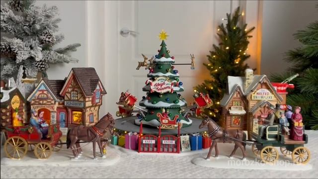 Светодинамическая музыкальная композиция 'Карусель Санты', полистоун, 29х27 см, 14833-lemax