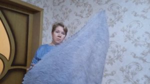 Пуховые ажурные большие платки и косынки в цвете "Голубая норка "