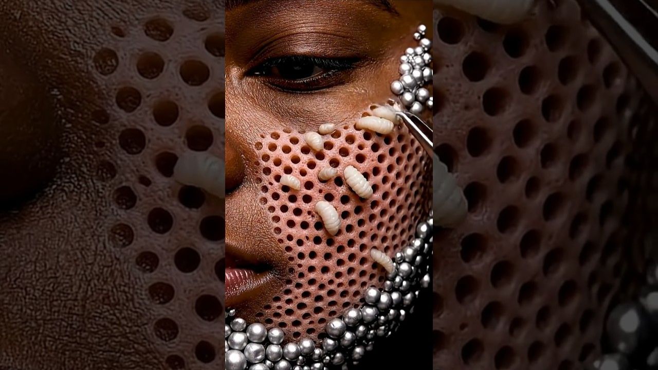 Серебряный пилинг для лица на половину лица 😱 | Двухслойная трипофобия | Ультрареалистичный АСМР смотреть онлайн